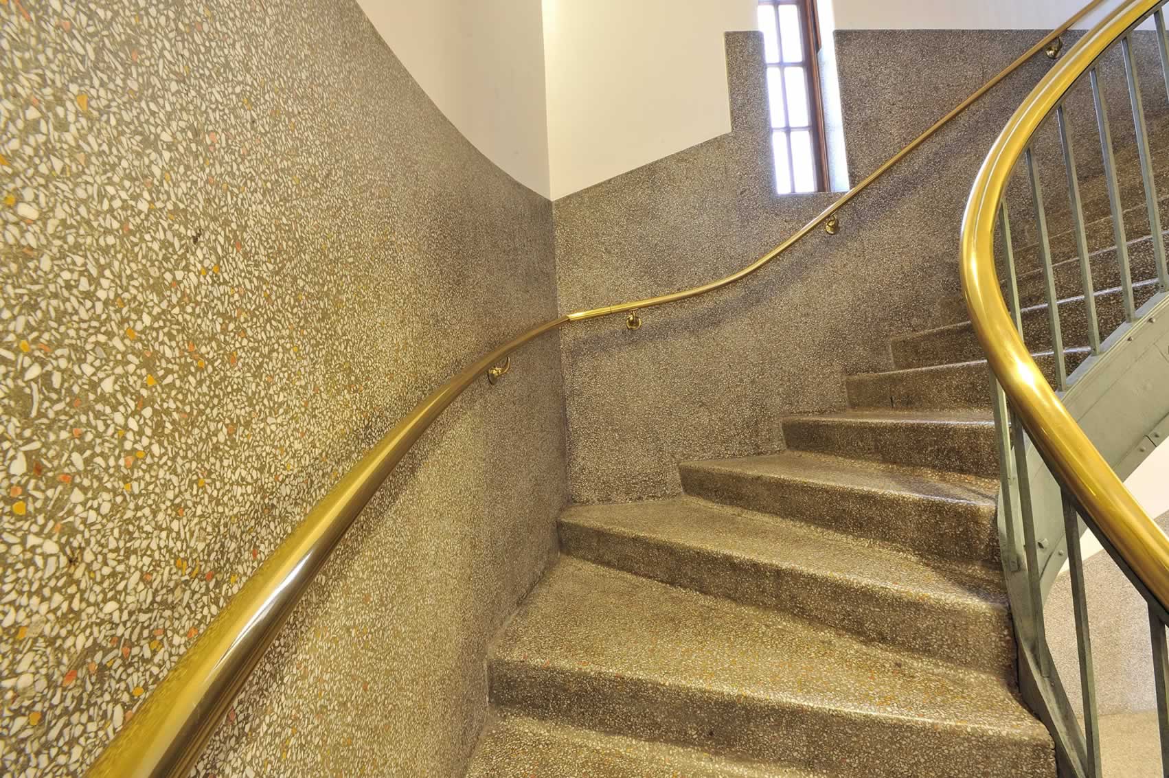Stairs with terrazzo wall