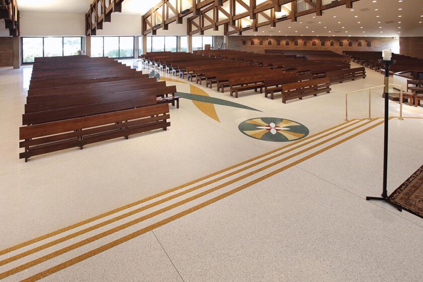 Handcrafted five-color epoxy terrazzo